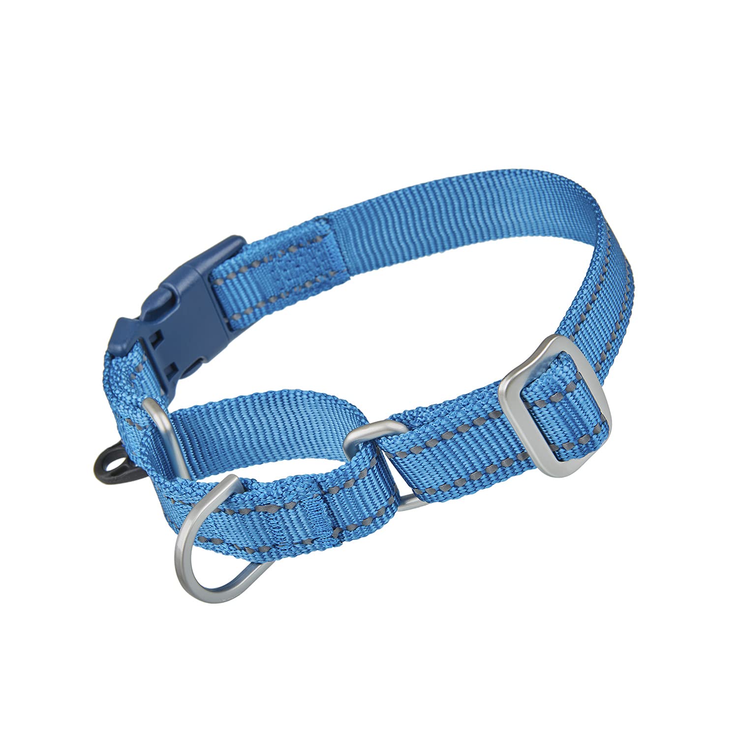 Petiry Buckle Martingale Dog Collar for Gentle but Effective Training,Reflective Nylon Collar for Medium Large Dogs Nighttime Walk,38-50cm(Darkblue,L)