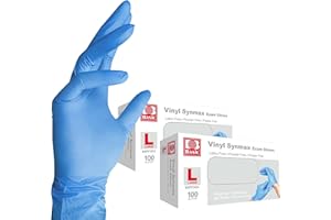 Jointown Basic Medical Synmax Vinyl Exam Gloves - Latex-Free & Powder-Free - Large, BMPF-3003 Blue 2 Boxes of 100