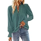 Falechay Boho Tops for Women V Neck Blouses Flowy Swiss Dot Dressy Casual Lace Womens Long Sleeve Shirts Trendy 2026