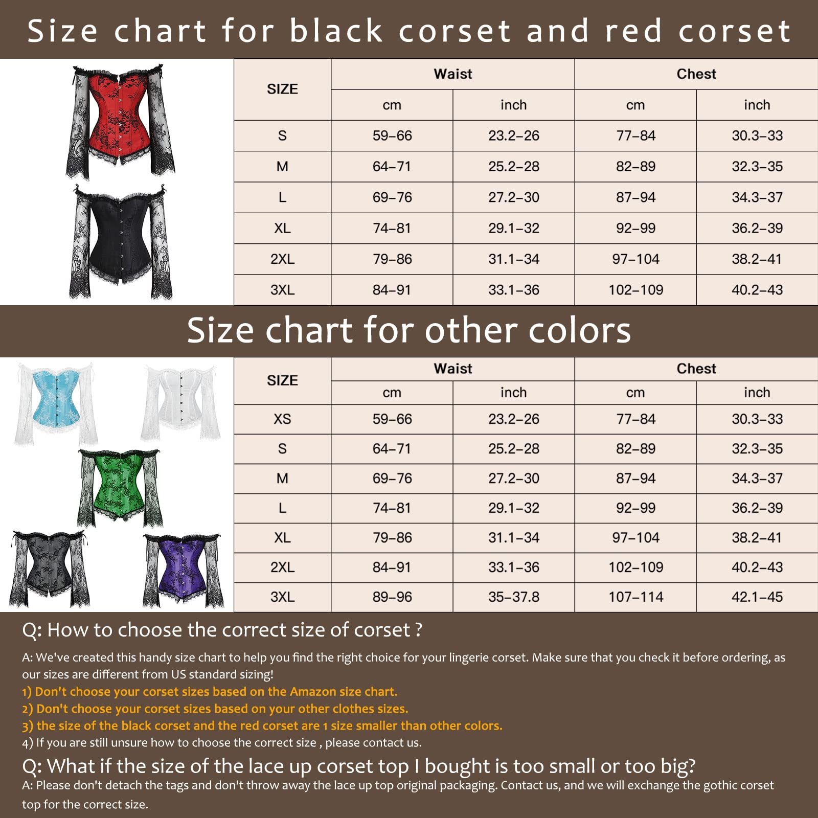 SZIVYSHI Corset Tops for Women with Sleeves, Bustier Overbust Lace Up Bodice Lingerie, Vintage Steampunk Strapless Shirt