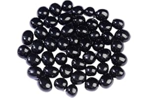Ainuosen 1LB Natural Polished Tumble Crystals Stones,Decorative Glass Pebbles Marbles for vase Filler,Plant Rocks for pots Indoor,Aquarium Gravel for Fish Tank Decor(Obsidian 0.6-0.8in)