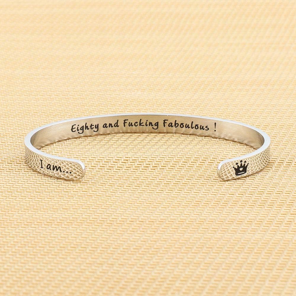 Engraved Cuff Bangle Bracelets Personalized Mantra Birthday Crown Bracelet For Women 16th 30th 40th 50th 60th 70th 80th Birthday Gifts For Women Girls Turandoss Birthday Gifts For Women Bracelet Bracelets Jewelry Femsa Com