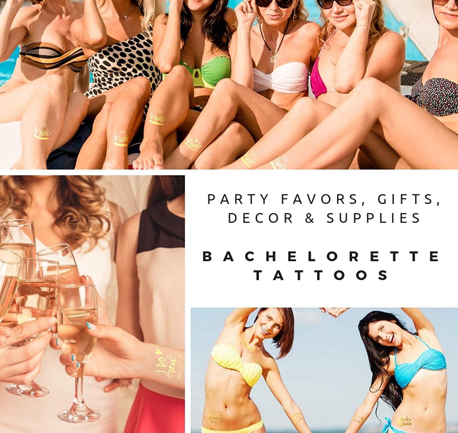 Western Bride Bachelorette Party Tattoos - 100 Team Bride Metallic Temporary Tattoos Gold (6 Sheets) Bachelorettesy Georgia - Image 3