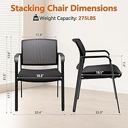 CLATINA Mesh Back Stacking Arm Chairs, Upholstered