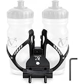 VeloChampion Universal Bike Water Bottle Holder Mount &amp; 2 Cages, Premium | Rear Bike Saddle Bottle Cage Mount for Triathlon &amp; Road Cycling. Holds 2 Bottles up to 750ml &amp; CO2, Fits Saddle Rails 50-80mm