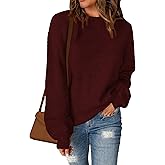 Sucolan Oversized Sweaters for Women Heathered Long Sleeve Crew Neck Pullover Knit Sweater Casual Fall Tops 2024 Fashion