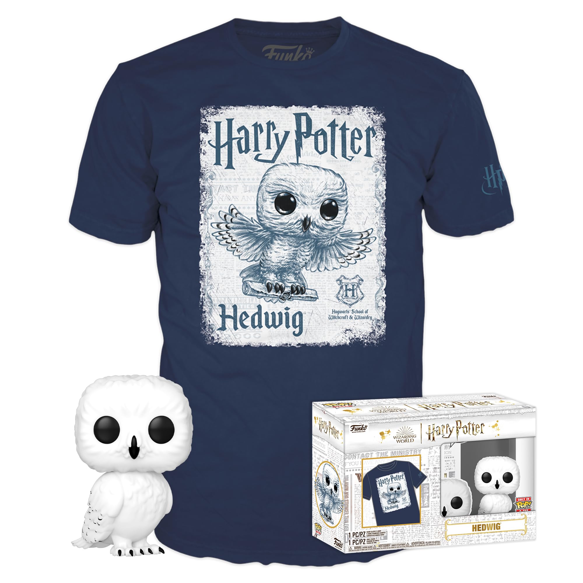 Funko Pop! & Tee: Harry Potter - Hedwig - Extra Large - (XL) - T-Shirt - Clothes With Collectable Vinyl Figure - Gift Idea - Toys and Short Sleeve Top for Adults Unisex Men and Women - Movies Fans