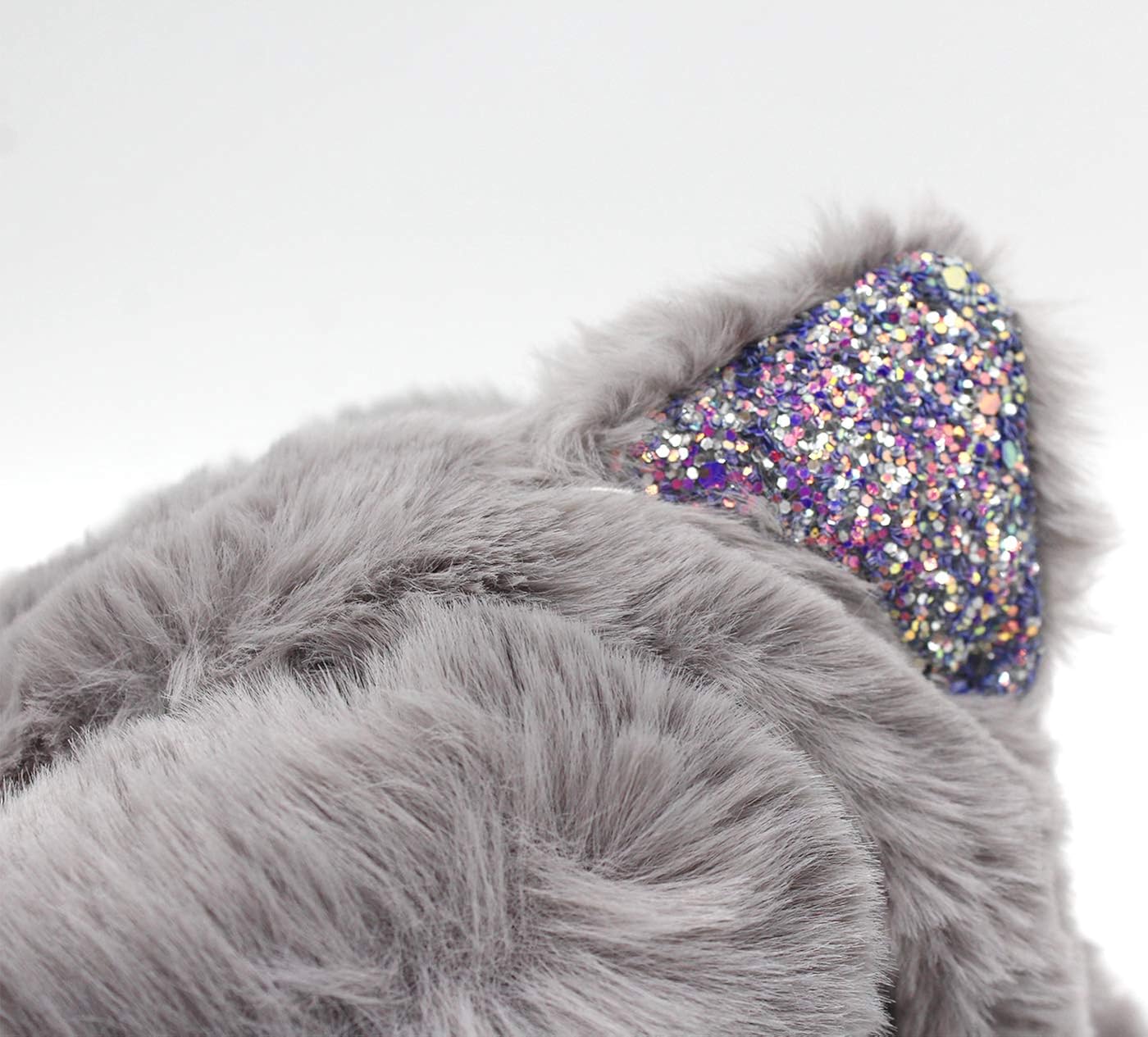 Women Girls Foldable Winter Ear Muffs Fluffy Plush Soft Ear Warmers With Sequins Cat Ears Clothing Shoes Jewelry Earmuffs