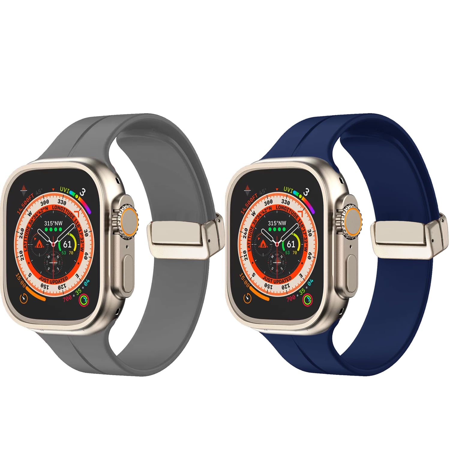 MUENShop 2 Pack Silicone Strap Compatible with Apple Watch 40mm 41mm 38mm Magnetic Clasp Sport Straps Men Women Replacement Band for iWatch Series 9 8 7 6 5 4 3 2 1 & SE