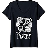 Womens Pisces Zodiac Sign Astrology Horoscope Birthday Vintage V-Neck T-Shirt