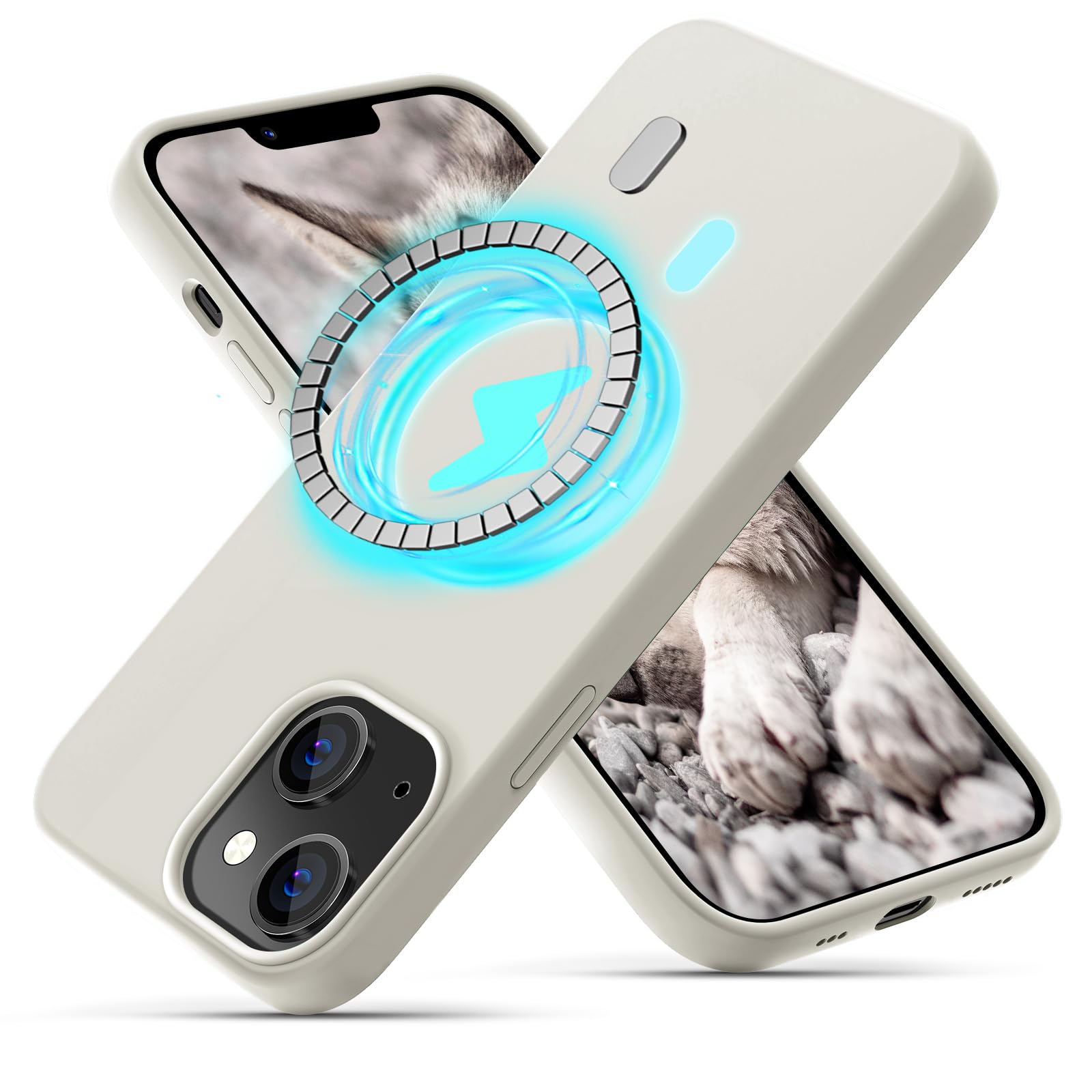 OIIAEE Silicone Case Designed for iPhone 13 Case, Ultra Slim Shockproof Protective Liquid Silicone Phone Case with Soft Anti-Scratch Microfiber Lining, 6.1 inch, Stone — image 1