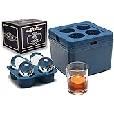 Clear Ice Ball Maker Tray - 2 Inch Ice Cube Maker Mold,4 Cavity Large Clear Ice Ball Silicone Tray, Crystal Clear Ice Sphere 