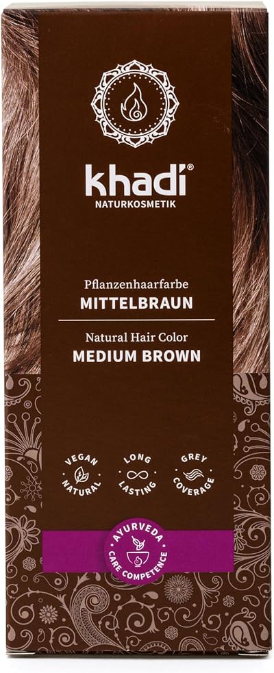 khadi MEDIUM BROWN Natural Hair Colour 100g Plant-Based Warm Cinnamon Deep Brown