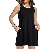 Vomidia Summer Dresses for Women Beach Vacation Boho Casual Sleeveless Floral Flowy Tshirt Tank Sundress with Pockets