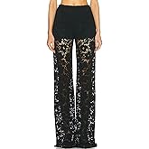 Lace Bell Bottom Pants for Women Sexy See Through Flare Leggings Hollow Out Mesh Sheer Cover Up Trousers
