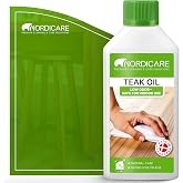 Nordicare Teak Oil (525 ml) - Wood Oil for the Entire Indoor Area - Revives the Original Color of Wood - Premium Teak Oil Wood Care Oil with Stain Protection - Natural Silk Matt Finish-Made in Denmark