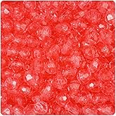 BeadTin Pink Transparent 8mm Faceted Round Plastic Craft Beads (450pcs)
