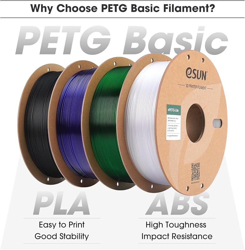 PETG Filament Haute Résistance 1.75mm 1KG pour Imprimante 3D,Noir