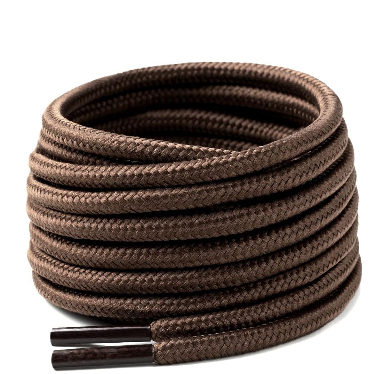 120cm / 47” long Brown round Strong Heavy Duty Hard Wearing Boot Laces Durable for Steel Toe Cap work Boots, Walking Hiking Boots, Dr Martens Shoe laces