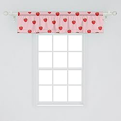 Ambesonne Strawberry Window Valance, Continuous
