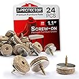 Screw-On Felt Pads X-Protector – 24 Felt Chair Pads for Hardwood Floors 1.1" – Premium Chair Glides – Beige Floor Protectors for Furniture Legs – The Best Furniture Sliders for Hardwood Floors