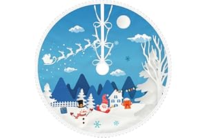 CEOSANDE Blue Christmas Tree Skirt 36 Inch with Pom Pom Trim White Snowman Christmas Tree Mat with Cute Santa Claus Reindeer Gnome Farmhouse Rustic Xmas Ornaments for Indoor Outdoor Christmas Decorations