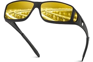 Tnnaiko Night Driving Glasses for Men Women, Night Vision Glasses Fit Over Glasses Sunglasses Anti Glare Polarized HD