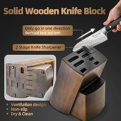 Kitchen Knife Set with Block, 15PCS Full Tang Knife