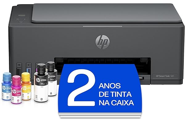 Impressora Multifuncional HP Smart Tank 581 Tanque de Tinta Colorida Wi-Fi, USB - Alta Economia -Copiadora e Scanner (4A8D5A)