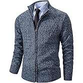 Msmsse Men's Cardigan Sweaters Full Zip Knitted Sweater for Men