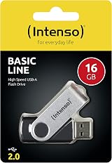 Intenso Basic Line 16GB USB 2.0 Flash Drive - Silver Black Storage view 2