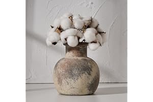 SIDUCAL Ceramic Rustic Farmhouse Vase | 6 Inch Pottery Decorative Flower for Home Decor | Boho Vase | Terracotta for Table, Living Room, Bathroom Decoration, Shelf Decor, Mantel