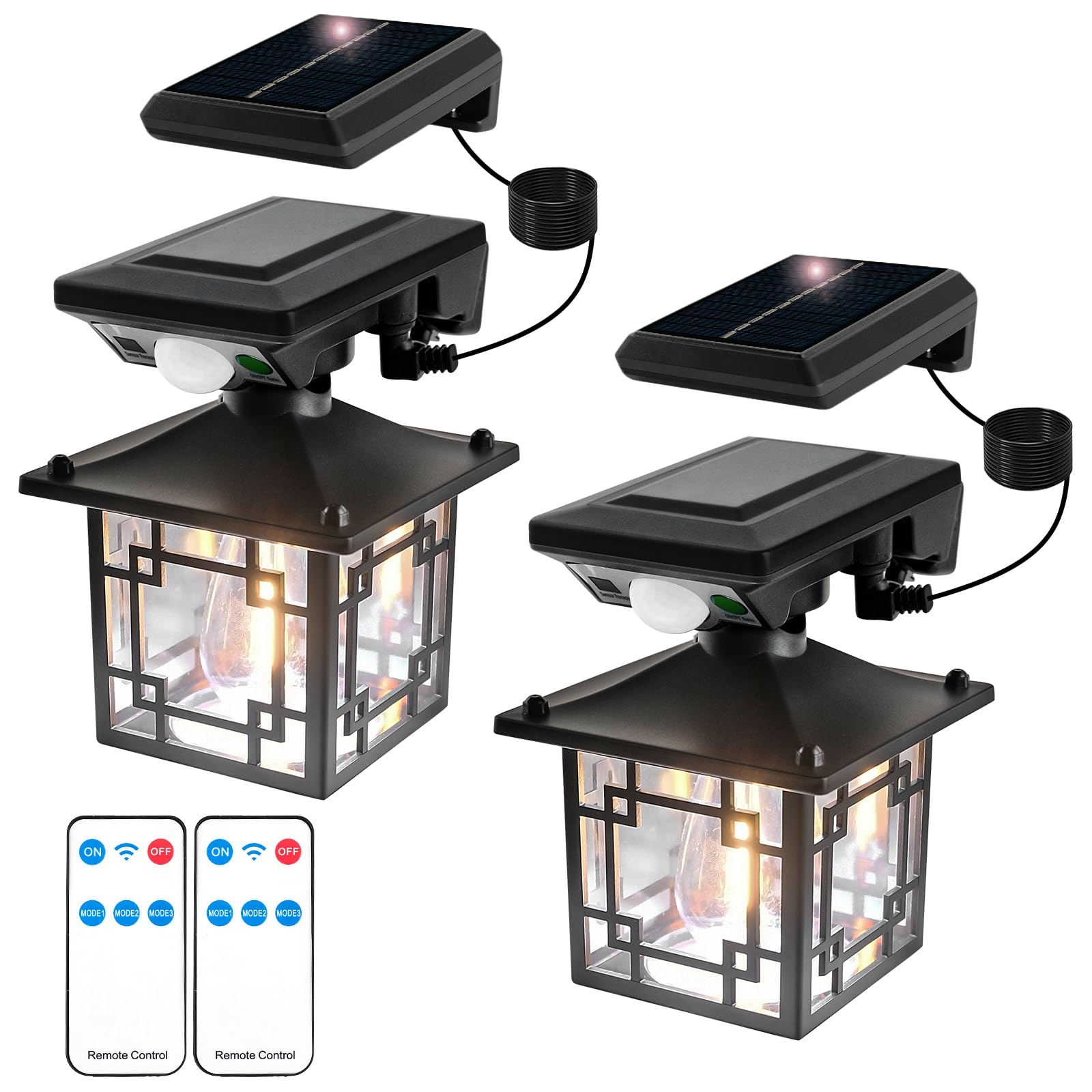 T-SUN Solar Outdoor Lights with Pir Sensor, 6000K Solar Garden Lights with 3 Lighting Modes,IP65 Waterproof Dusk Till Dawn Outdoor Lights for Garden Fence Garage Front Porch Steps,2-Pack Pack