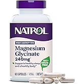 Natrol Magnesium Glycinate Supplements 240 mg - High Absorption - Calm Magnesium Glycinate for Sleep - 60 Capsules, 30 Day Supply