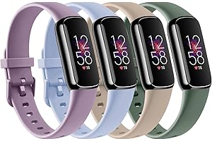 AK 4 PACK Sport Bands Compatible with Fitbit Luxe Bands for Women Men, Soft Silicone Replacement Sport Straps Wristbands for Fitbit Luxe Fitness and Wellness Tracker