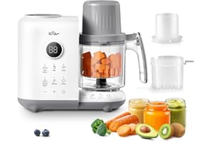 Bear Baby Food Maker with Dual-Layer Steam Baskets, OneStep Baby Food Processor Steamer Puree Blender Grinder Mills Machine, Auto Cooking Grinding&Sterili-zing for Healthy Homemade Baby Food, BPA-Free