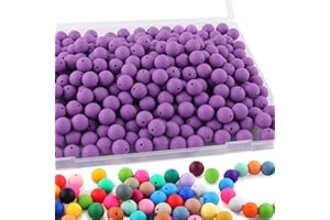 Sunrony 170Pcs 15mm Silicone Beads for Keychain Making, Round Silicone Beads for Pens and Necklace Bracelet Crafts Making(Purple)