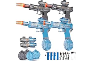 4PCS Electric Water Gun for Kids Adults,Mini Auto Squirt Gun with Flashing Muzzle,26FT Range,Leak-Proof Rechargeable Water Bl