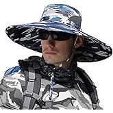 HUAMULAN 6" Super Wide Brim Sun Hats, Men and Women Bucket Hat for Fishing Hiking Garden Lawn Work Safari Camping Outdoor