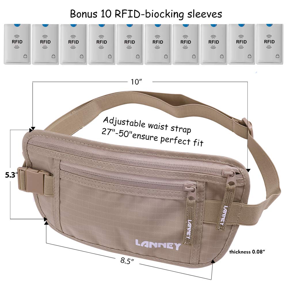 Money Belt for Travel Women and Men Slim Hidden Travel Wallet with RFID Blocking