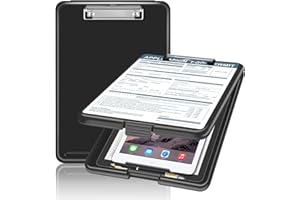 ANZNKU Clipboard with Storage, Clipboards 8.5x11 with Storage, Nursing Clipboard Foldable, Smooth Writing with Pen Holder Clipboards, High Capacity Storage Clipboard for Office Storage, Nurse, Kids(Black)