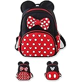 MOMODEER Cute Mini Backpacks, Red Cartoon Bag, Mouse Ears Bowknot Travel Daypack