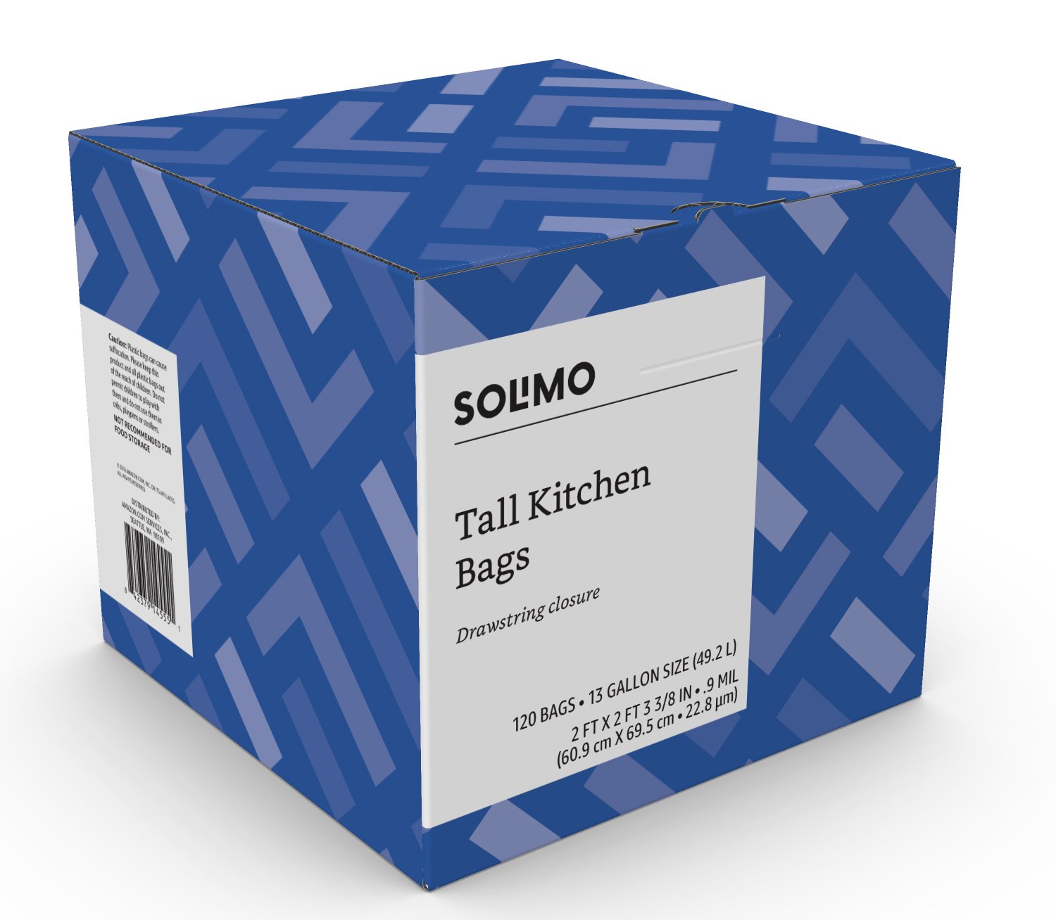 Amazon Brand Solimo Trash Bags (Unscented, Tall Kitchen Drawstring