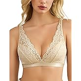 Avidlove Lace Bralette for Women Sexy Deep V Neck Wireless Bralette Plunge Unpadded Bras Everyday Bra