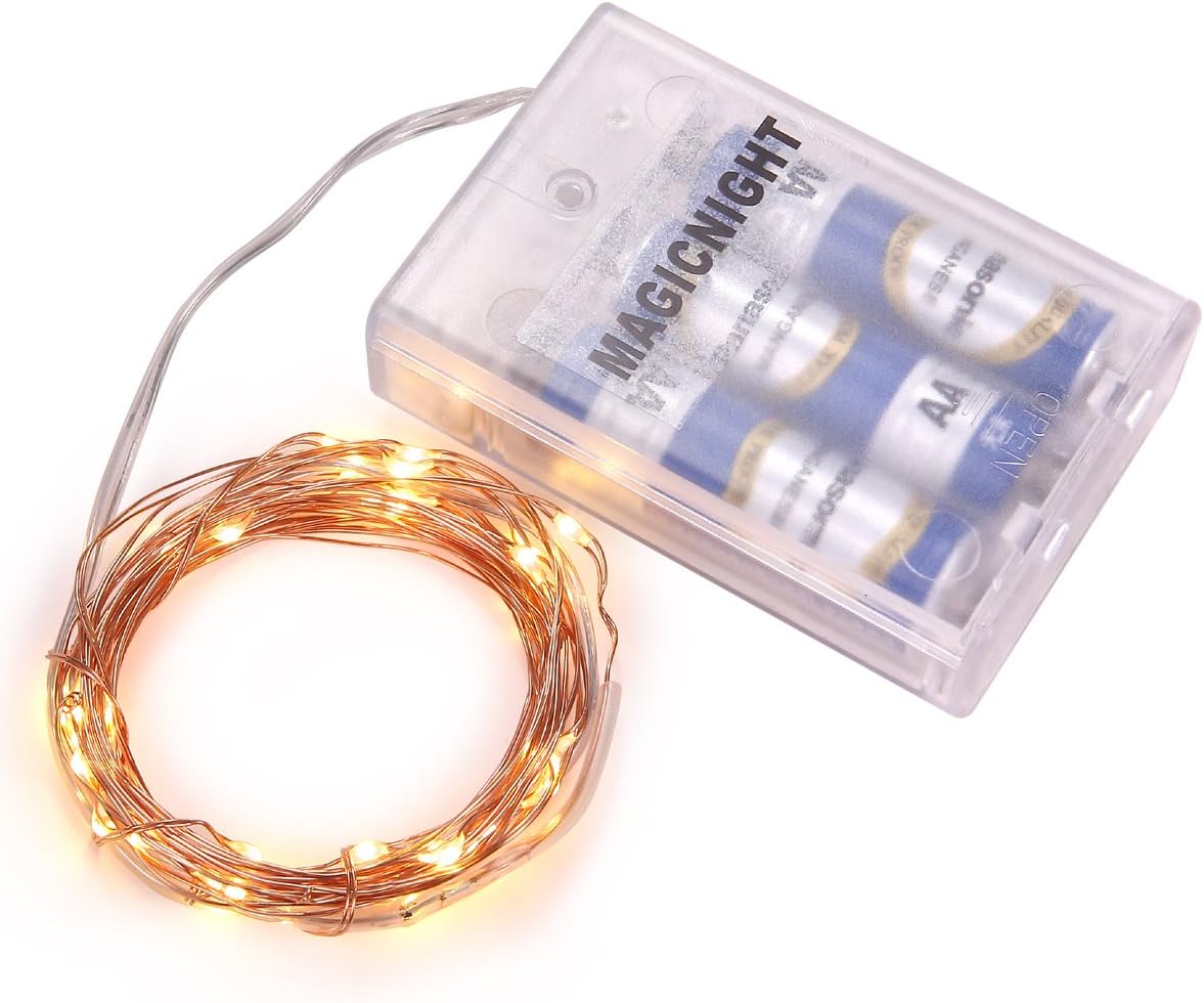 Magicnight Battery Powered Operated Led String Starry Light Copper Wire Decorative Lights 30 LEDs Warm White Firefly Mason Jars Lighting 3M 10FT Set of 2