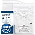 Spartan Industrial - 6" X 9" (1000 Count) Self Seal Clear Poly Bags with Suffocation Warning for Packaging, Shipping - Permanent Adhesive