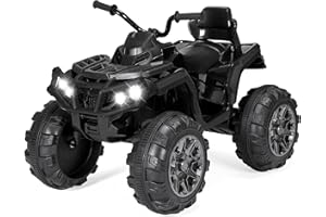 Best Choice Products 12V Kids Ride-On Electric ATV, 4-Wheeler Quad Car Toy w/Bluetooth Audio, 3.7mph Max Speed, Treaded Tires, LED Headlights, Radio - Black