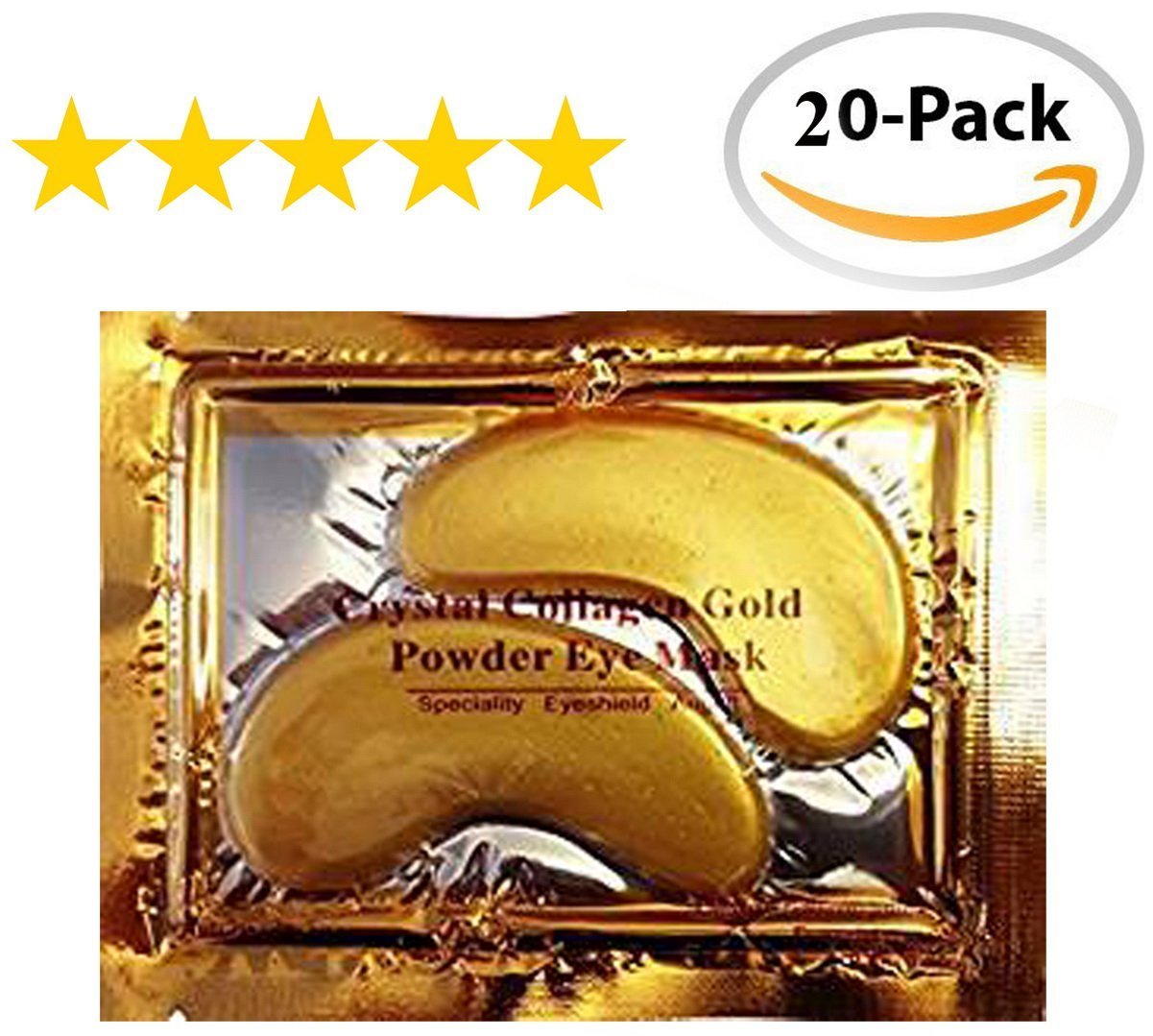 20 Pair/40 Pcs Anti Aging Crystal 24k Gold Collagen Eye Mask Smooth Wrinkles for Eye Skin Care, No Dark Circles Anti-wrinkle Eye Bags Treatment