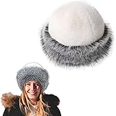 AWOCAN Women's Faux Fur Hat Winter Fluffy Warm Cap Fuzzy Bucket Hat for Cold Ski Snow Color Blocked Fashionable Winter hat