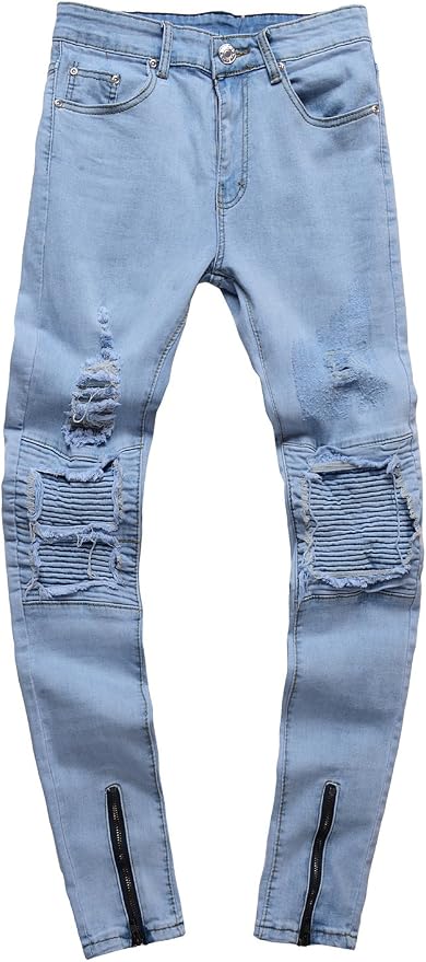 Minetom Hombre Jeans Pantalones Moda Vaqueros Rotos Slim Fit Con Parches Y  Cremallera Primavera Verano Casual Cargo Pants Hombre Vaqueros